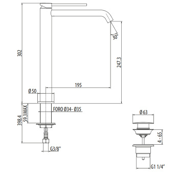Смеситель для раковины высокий Gattoni Circle Two 302 9148/91C0 хром