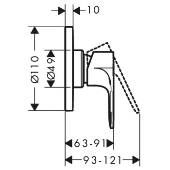 Смеситель для душа, Hansgrohe, Rebris S, цвет-черный матовый