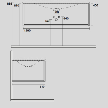 Тумба подвесная Kerasan Shape Mobile 1220х520 , подвесной, 1 ящик, с сифоном 936101, боковины черные/фронт дуб 9325K4