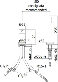 Смеситель на борт ванны Paffoni Tilt LIG048CR черный