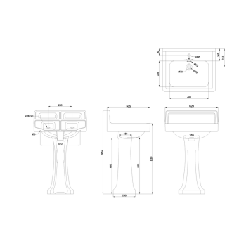 Подвесная раковина Burlington Contemporary B2 UP 1TH белый
