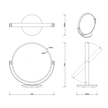 Косметическое зеркало Decor Walther Club Vanity 43 настольное, увел. 5x, золото матовое 122982
