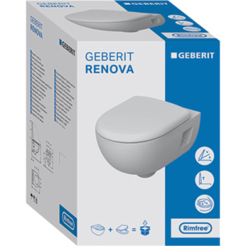 Подвесной унитаз Geberit Renova T54 500.800.00.1 rimfree (203070) с сиденьем