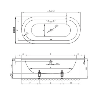 Стальная ванна Bette Starlet 150x80 2700-000 PLUS