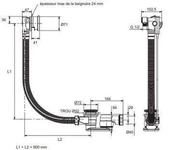 Слив/перелив Jacob Delafon E6D134-CP хром