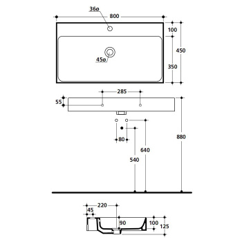 Металлическая структура подвесная со стеклянной полкой Kerasan Cento 80x45, хром, упаковка-2 коробки 9126K1cr