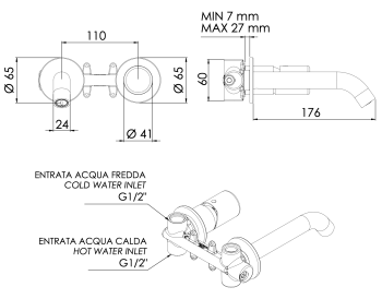 Смеситель для раковины Daniel Trilogy TG632PDP золото брашированное
