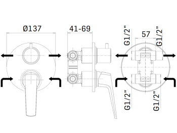 Внешняя часть смесителя для душа Mamoli SPARTACO 2920PE00900F