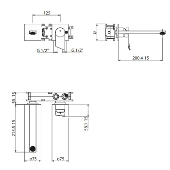 Смеситель для раковины встроенный Gattoni Soffio 8139/81NO черный