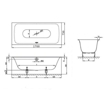 Стальная ванна Bette Lux 170x75 3440-000 PLUS
