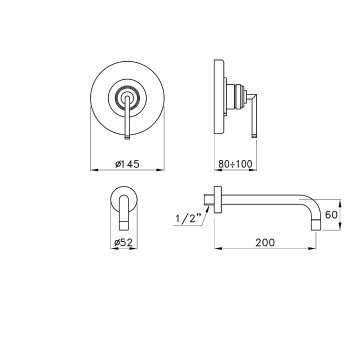 Встраиваемый смеситель для раковины Stella Titian 3863mc P.v. TT 01414 CR00 хром