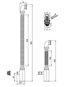 Сливная трубка Nofer гибкая с пластиковым сифоном малым 302А