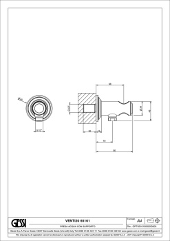 Шланговое подключение Gessi Venti20 65161.727 Brass Brushed PVD