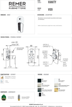 Смеситель для душа Remer Vanity  хром V09