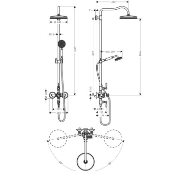 Axor Montreux Душевая стойка с термостатом и верхним душем, цвет: никель шлифованный 16572820