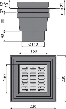 Трап для душа Alcaplast APV13 с решеткой хром
