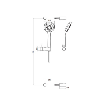 Душевая стойка Gattoni Pd 60 с 3х режимной лейкой, шлангом и мыльницей, хром 1081/PDC0