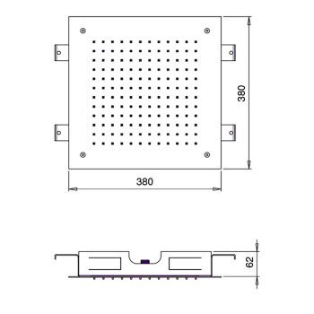 Душевая лейка потолочная Almar 380х380, 1 режим, нерж. сталь, E044046.MS