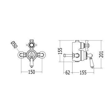 Термостат наружнего монтажа Devon&Devon для душевой для стойки MARK3182CR/MARK618CR с ручкой белой хром со скл продаем комплектом MARM74CR
