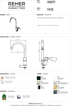 Смеситель для кухни Remer Vanity  хром V42B