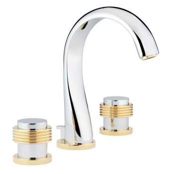 Смеситель для раковины THG Diplomate Grooved Rings U4B-G02-151 хром/золото