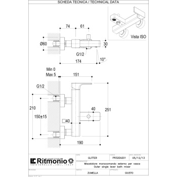 Смеситель для ванны Ritmonio Glitter хром PR32EA201CRL