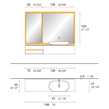 Зеркало Noorth Milldue Edition Puro Vetra 1260х1200х28, с 4-х сторонней светодиодной подсветкой 4000K, с трансформатором, рама в алюминиевой отделке, 2279