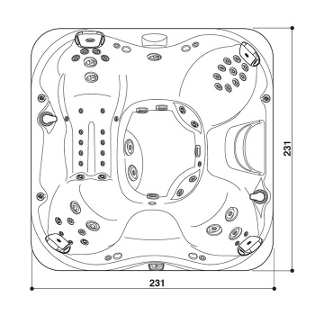Минибассейн Jacuzzi J375 2310x2310x950 мм., отдельностоящий, Bluewave™ Stereo System, панели Modern hardwood, Platinum (без крышки) ZM12ZD0EW4T