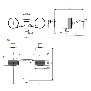 Смеситель для ванны Fima Carlo Frattini Texture Collection настенный, чёрный матовый F5604/1HNS