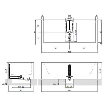 Ванна из искусственного камня Antonio Lupi Biblio 180x80 BIBLIO13 Bianco/cr