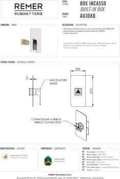 Смеситель для душа Remer Absolute  золото брашированное AU30KBBG