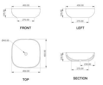 Раковина накладная 45 см GSG Ceramic Design Easy EALAVRO45020 - цемент