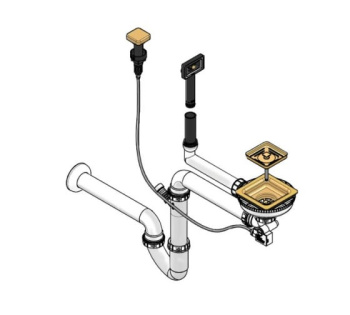 Выпуск для мойки квадратный с вертикальным переливом POP UP COPPER,