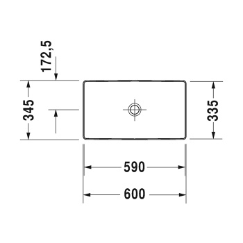 Duravit DuraSquare Умывальник 600 мм,  без перелива,  на столешницу, Цвет белый