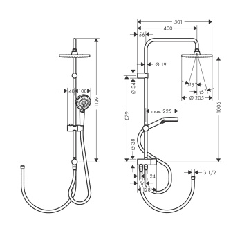 Душевая система hansgrohe Vernis Blend Showerpipe 200 1jet Reno 26099000, EcoSmart, хром