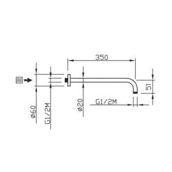 Держатель верхнего душа Carimali Colonial 350 настенный, хром 20020C35-CR
