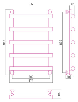 Полотенцесушитель водяной Сунержа АТЛАНТ 800х500 00-0226-8050