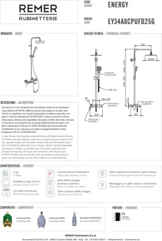Душевая система Remer Energy с изливом хром (CR) EY34A8CPUFD25G