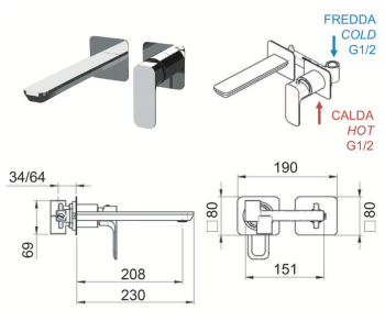 Смеситель для раковины Daniel Tiara TA632PLDP золото брашированное