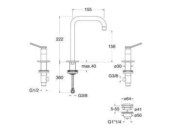 Смеситель для раковины Cristina East Side ES20551 хром