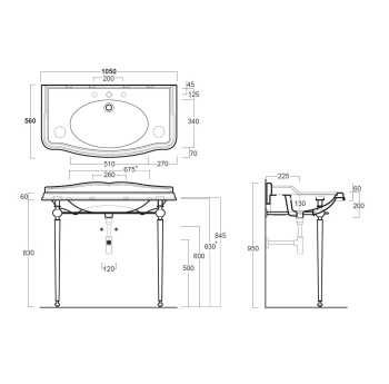 Консоль под раковину Simas Arcade ARCG2oro 84x85,5 золото