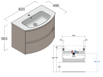 Тумба под раковину Berloni Bagno WAY ROUND WARBS2CHD4C 1428 ROVERE NATURA