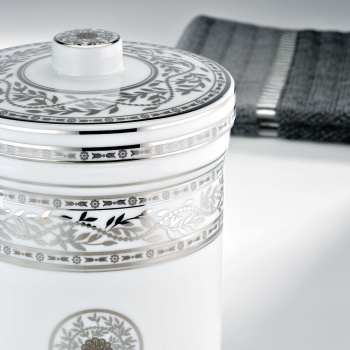 Банка керамическая с крышкой THG Marquise Blanc Decor Platine A7G-A02-4611 белый