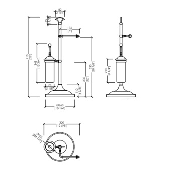 Стойка напольная с бумагодержателем и ершиком Devon&Devon Single светлое золото SL12OT