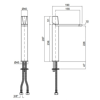 Смеситель для раковины Antonio Lupi Indigo ND303GR Grafite черный