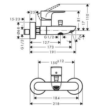 Hansgrohe Rebris S смеситель для ванны хром