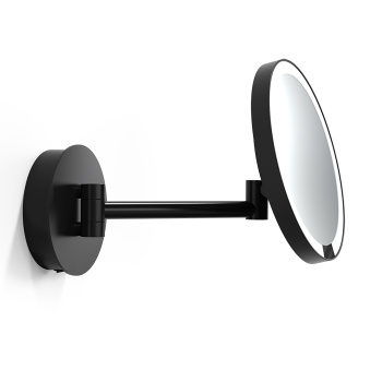 Decor Walther Round Just Look WR Косметическое зеркало 21.5см, подвесное, увел. 5x, подсветка LED, цвет: черный матовый 122360