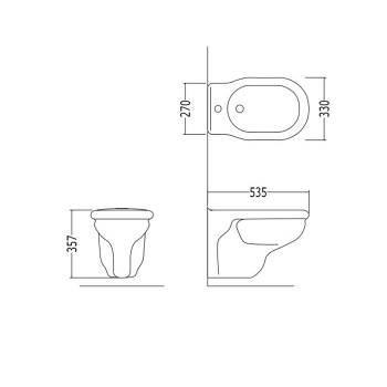 Биде подвесное Devon&Devon New Etoile 1 отв. под смесит. 33x53,5 белый IBBID1FSET