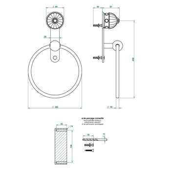 Полотенцедержатель THG Amboise Onyx Noir A1M-F01-504N полированное золото
