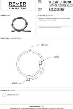 Шланг для душа Remer ПВХ 150см (цвет "нержавейка") к-к SS332CN150